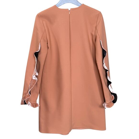 Elisabetta Franchi Size L 44 Abito Dress Mauve Pink Ruffle Trim Statement Sleeve - Picture 3 of 16